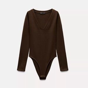 Zara Brown Long Sleeve Bodysuit